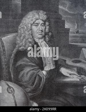 Samuel Pepys PRS (Londra, 23 febbraio 1633 – Londra, 26 maggio 1703) è stato un . Ha servito come amministratore della Marina militare d'Inghilterra e membro del Parlamento ed è più famoso per il diario che ha tenuto per un decennio mentre ancora un giovane uomo. Pepys è aumentato per essere il segretario principale all'Ammiragliato sia sotto il re Carlo II che sotto il re Giacomo II Il diario privato dettagliato che Pepys mantenne dal 1660 fino al 1669 fu pubblicato per la prima volta nel 19th° secolo ed è una delle fonti primarie più importanti per il periodo della Restaurazione inglese. Foto Stock