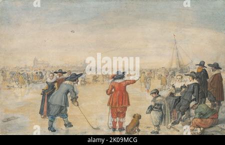 Giochi invernali sul fiume Ijssel, c. 1626. Foto Stock