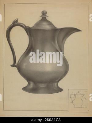 Caraffa per acqua di Pewter, 1936. Foto Stock