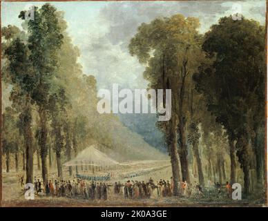 Repas servi aux Troupes dans une all&#xe9;e des Champs-Elys&#xe9;es ou dans le parc de Saint-Cloud, c1790. Foto Stock