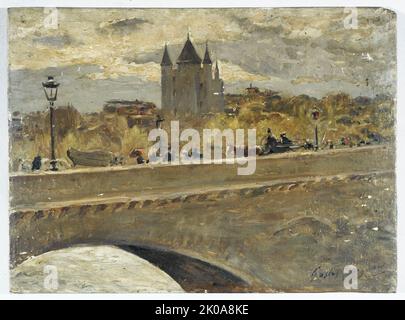 Ricostruzione della torre del carcere Tempio per la mostra del 1889, vista del Pont d'i&#xe9;na, 1889. Foto Stock