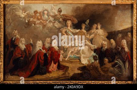 Allegoria dell'impegno di Luigi XV all'Infanta Marie-Anne-Victoire di Spagna (1722). Foto Stock