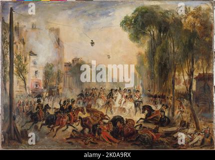 Attacco Fieschi, boulevard du Temple, 28 luglio 1835. Foto Stock