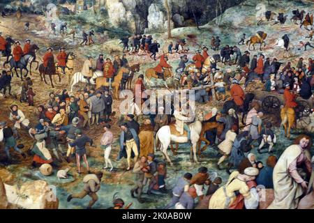 La Processione alla Cavalleria, 1564, di Pieter Bruegel. Pieter Bruegel (anche Brueghel o Breughel) il Vecchio (c.. 1525-1530 - 9 settembre 1569) è stato l'artista più significativo della pittura rinascimentale olandese e fiamminga, pittore e stampatore, noto per i suoi paesaggi e le sue scene contadine Foto Stock