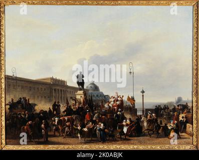 Masquerade sul Pont-Neuf, 1830. Foto Stock