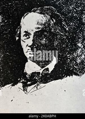 Ritratto di Baudelaire di Nadar, 1859. Charles Pierre Baudelaire Charles Pierre Baudelaire (Parigi, 9 aprile 1821 – Parigi, 31 agosto 1867) è stato un . Gaspard-Felix Tournachon (Nadar, 5 aprile 1820 – 20 marzo 1910) è stato un Foto Stock
