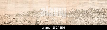 Lisbona, Portogallo, pochi mesi prima del terremoto del 1755. Il 1 novembre 1755, la città è stata distrutta da un altro devastante terremoto, che ha ucciso circa 30.000 - 40.000 abitanti di Lisbona di una popolazione stimata tra il 200.000 e il 275.000, e ha distrutto il 85 per cento delle strutture della città Foto Stock