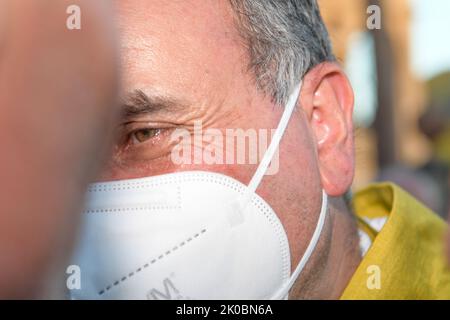 Rieti, Rieti. 9th Set, 2022. Monsignor Domenico Pompili nella sua ultima Messa come Vescovo di Rieti, prima di unirsi alla diocesi di Verona, dove inizierà il suo mandato episcopale alla fine del mese. A Rieti, Italia, il 9 settembre 2022. (Credit Image: © Riccardo Fabi/Pacific Press via ZUMA Press Wire) Foto Stock