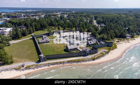 Fort Michilimackinac, Mackinaw City, Michigan, Stati Uniti Foto Stock