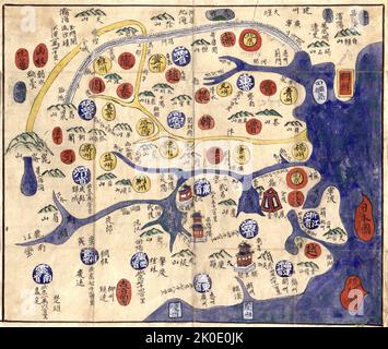 TAE Choson Chido. Joseon era mappa della Corea, c1875. Foto Stock