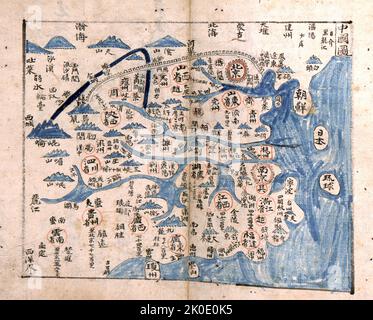 TAE Choson Chido. Joseon era mappa della Corea, c1874 Foto Stock