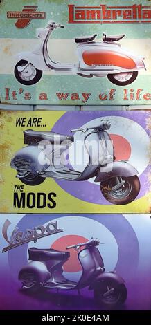 Annuncio per lo scooter Innocenti Lambretta 125, 1963. Lambretta è il marchio principalmente di scooter a motore, inizialmente prodotti a Milano da Innocenti. Foto Stock