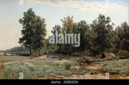 Alla periferia di una foresta di querce di Ivan Ivanovich Shishkin (1832 - 1898); paesaggista russo strettamente associato al movimento Peredvizhniki. Foto Stock
