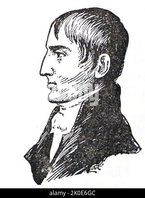 Robert Emmet (1778 – 1803) è stato un . Dopo la repressione della rivolta irlandese unita nel 1798, cercò di organizzare un rinnovato tentativo di rovesciare la Corona britannica e l'ascendenza protestante in Irlanda, e di istituire un governo nazionale rappresentativo. Foto Stock