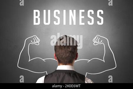 Vista posteriore di un uomo d'affari, potente concetto di business Foto Stock