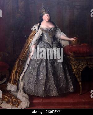 Ritratto dell'imperatrice Anna Ioannovna, 1730. Olio su tela, di Louis Caravaque (1684-1754). Anna Ioannova (1693 - 1740) fu reggente del ducato di Courland dal 1711 al 1730 e poi governò come imperatrice di Russia dal 1730 al 1740. Louis Caravaque (1684-1754) è stato un . Foto Stock