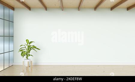 Design da salotto e da parete per testo ed elementi nell'immagine, rendering di illustrazioni 3D Foto Stock