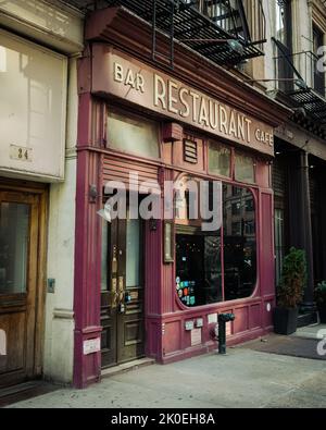 Bar, Ristorante, Cafe vintage segno a Tribeca, Manhattan, New York Foto Stock