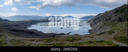 Vista panoramica sul ghiacciaio Hoffellsjökull, Islanda Foto Stock