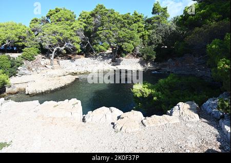 Il mare morto sull'isola di Lokrum a Dubrovnik, Croazia. Foto Stock