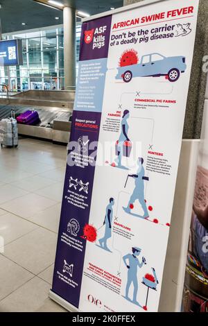 Bogota Colombia, El Dorado International Airport Aeropuerto Internacional El Dorado terminal all'interno, bagagli area ritiro bagagli, segno Dogana An Foto Stock