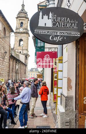 Bogota Colombia, la Candelaria Centro Historico centro storico centro storico centro storico Calle 11, ristorante ristoranti mangiare fuori informale c Foto Stock