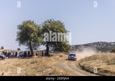 58 PAJARI Sami (fin), MALKONEN Enni (fin), Ford Fiesta Rally3, in azione durante il Rally dell'Acropoli Grecia 2022, 10th° round del WRC World Rally Car Championship 2022, dal 8 al 11 settembre 2022 a Lamia, Grecia - Foto: Nikos Katikis/DPPI/LiveMedia Foto Stock