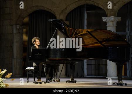 CAN Cakmur, concerto di pianoforte solista, festival Brahms Pollenca, Maiorca, Isole Baleari, Spagna Foto Stock