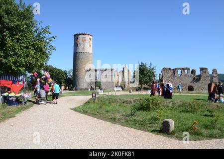 Fiera del Rinascimento alla rovina del castello di Zviretice nella Repubblica Ceca Foto Stock