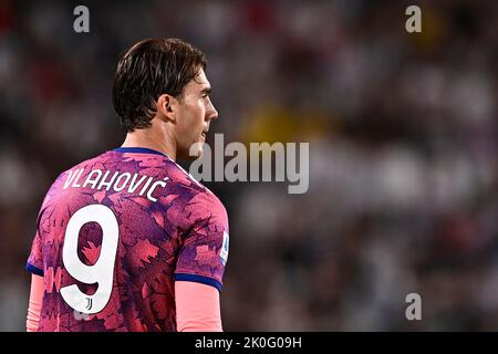 Foto Fabio Ferrari/LaPresse 11 Settembre 2022 - Torino, Italia - sport, calcio - Juventus vs Salernitana - Campionato italiano di calcio Serie A TIM 2022/2023 - Stadio Juventus. Nella foto:Dusan Vehovic (Juventus F.C.); 11 settembre 2022 Torino, Italia - sport, calcio - Juventus vs Salernitana - Campionato Italiano Serie A Calcio 2022/2023 - Stadio Juventus. Nella foto: Dusan Vlahovic (Juventus F.C.); Foto Stock