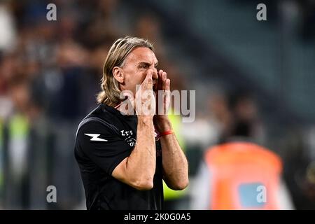 Foto Fabio Ferrari/LaPresse 11 Settembre 2022 - Torino, Italia - sport, calcio - Juventus vs Salernitana - Campionato italiano di calcio Serie A TIM 2022/2023 - Stadio Juventus. Nella foto:Nicola (US Salernitana 1919); 11 settembre 2022 Torino, Italia - sport, calcio - Juventus vs Salernitana - Campionato Italiano Serie A Calcio 2022/2023 - Juventus Stadium. Nella foto: Nicola (US Salernitana 1919); Foto Stock