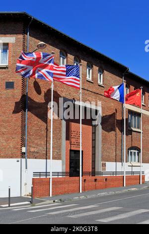 Ingresso principale del Museo della Reddition (il luogo attuale della resa incondizionata della Germania nazista il 7 maggio 1945) a Reims (Marne), Francia Foto Stock