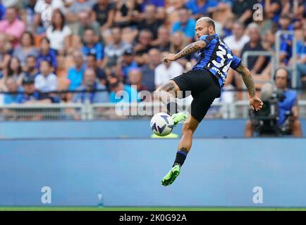 Foto Spada/LaPresse 10 settembre 2022 Milano , Italia - sport, calcio - Inter vs Torino - Campionato italiano di calcio Serie A TIM 2022/2023 - Stadio San Siro. Nella foto: Federico Dimarco (Inter Milan); 10 settembre 2022 Milano , Italia - sport, calcio - Inter vs Torino - Serie A Football Championship 2022/2023 - Stadio San Siro . Nella foto: Federico Dimarco (Inter Milan); Foto Stock