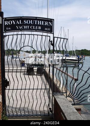 Royal Southern Yacht Club, Hamble-le-Rice, Hampshire, Inghilterra, Regno Unito Foto Stock