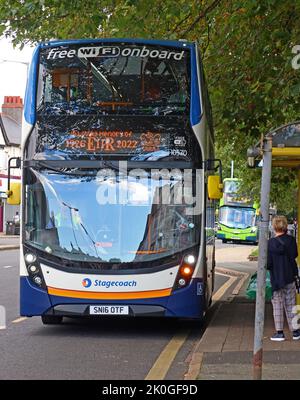Stagecoach Liverpool autobus tributo a Queen Elizabeth II, Smithdown Road, Merseyside, Inghilterra, Regno Unito, L15 Foto Stock