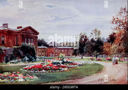 Downing College from the Entrance in Regent Street Cambridge questi edifici sono in stile classico e sono tutte opere del XIX secolo dipinte da William Matthison, 1853-1926 nel 1907 Foto Stock