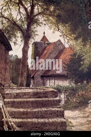 Chiesa di San Martino Canterbury. Dipinto da W. Biscombe Gardner 1907 Foto Stock