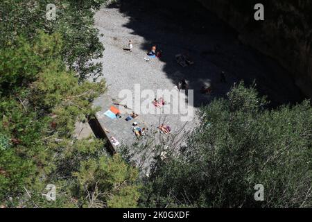 Furore - Scorcio della spiaggia dal sentiero di Via Antonello da Capua Foto Stock