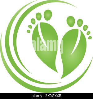 Piedi, cura dei piedi, massaggio ai piedi, logo Illustrazione Vettoriale