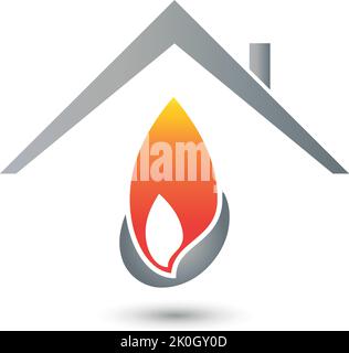 Casa, fiamma, idraulico, installatore, riparatore, Logo Illustrazione Vettoriale