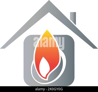 Casa, fiamma, idraulico, installatore, riparatore, Logo Illustrazione Vettoriale