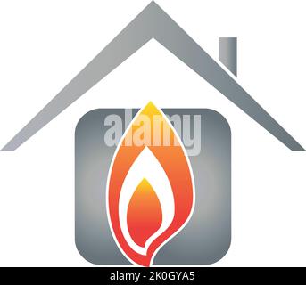 Casa, fiamma, idraulico, installatore, riparatore, Logo Illustrazione Vettoriale