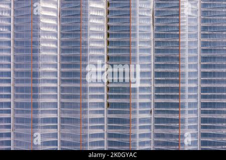Serre vista aerea, vista drone su industriale moderna serra. Foto Stock