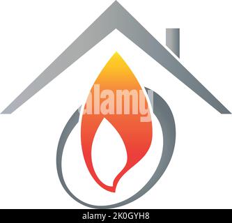 Casa, fiamma, idraulico, installatore, riparatore, Logo Illustrazione Vettoriale