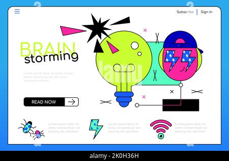 Brain storming - banner colorato in stile design piatto Illustrazione Vettoriale