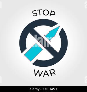 Fermare i progetti di guerra con proiettili isolati su sfondo bianco. Niente più icone di concetto di segno di guerra. Stop guerra sfondo illustrazione Illustrazione Vettoriale
