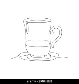 Una tazza di caffè - semplice illustrazione vettoriale continua a una linea per il concetto di cibo e bevande Illustrazione Vettoriale