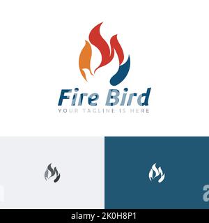 Logo Fire Bird Flame Hot Phoenix negative Space Illustrazione Vettoriale