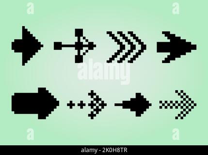Pixel di raccolta freccia. Illustrazione vettoriale delle risorse di gioco a 8 bit. Illustrazione Vettoriale