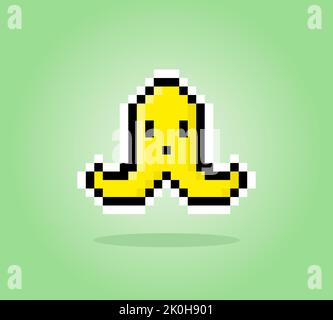 Banana pixel. Illustrazione vettoriale delle risorse di gioco a 8 bit. Illustrazione Vettoriale